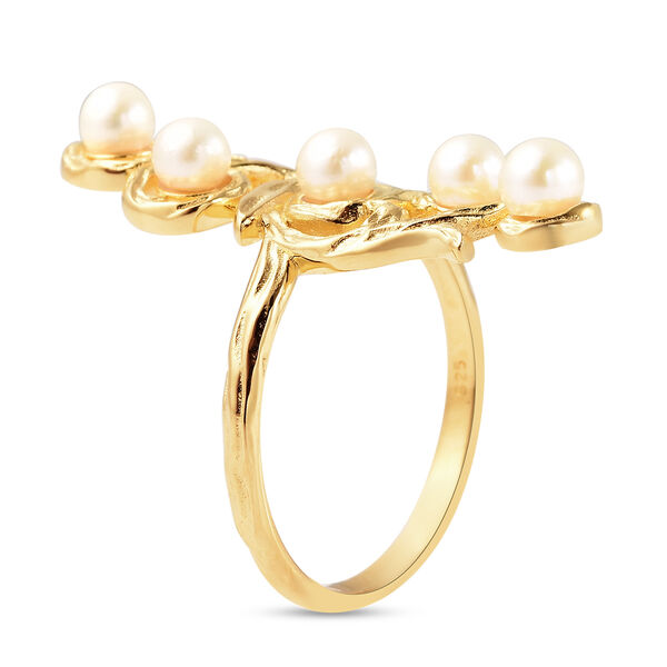 Japanische Akoya Perle Ring 925 Silber Gelbgold Vergoldet image number 3