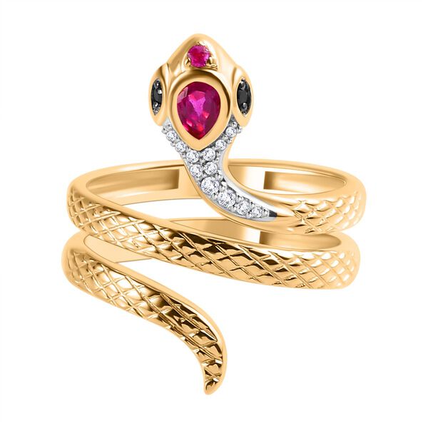 GP Trionfo Kollektion - Afrikanischer Rubin (Fissure gef&uuml;llt) Ring, 925 Silber Gelbgold Vermeil (Gr&ouml;&szlig;e 20.00) 0,51 Carat ca. 0.39 ct