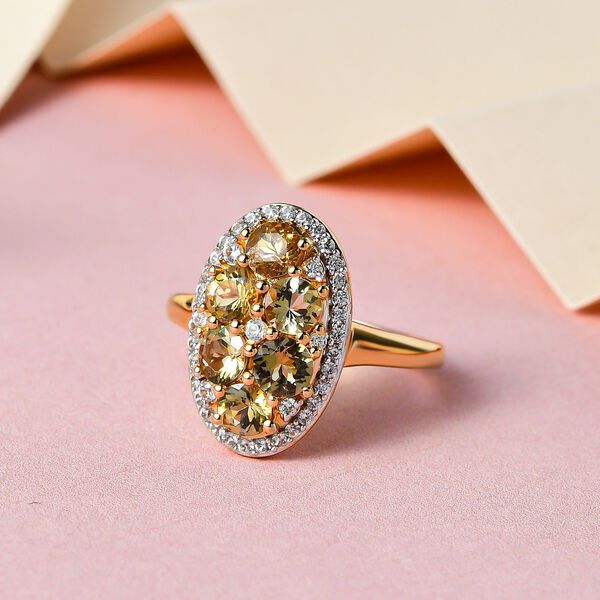Natürlicher, goldener Tansanit und Zirkon-Ring - 2,30 ct. image number 2