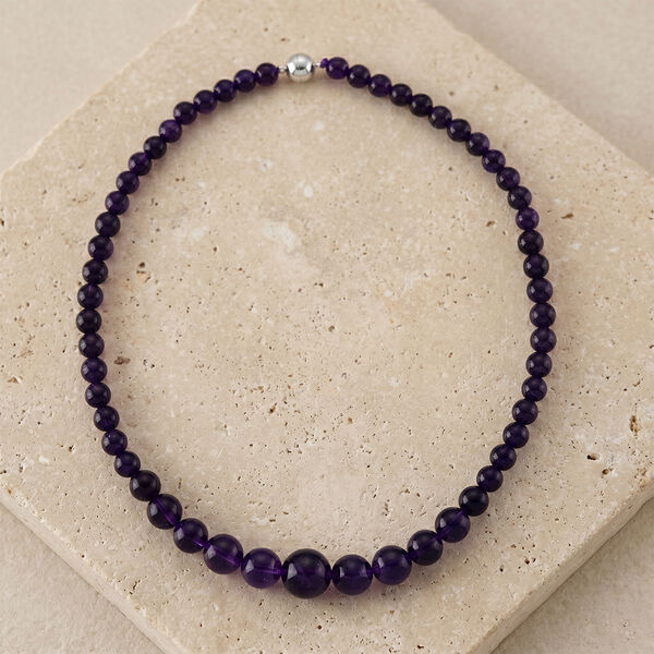 D'Joy Afrikanischer Amethyst Halskette ca. 50 cm 925 Silber Rhodiniert ca. 280,00 ct. image number 1