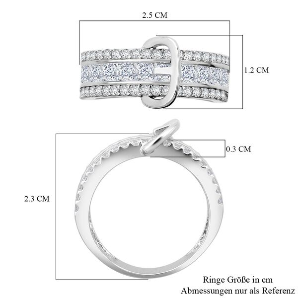 Lustro Stella Weißer Zirkonia Schnalle Ring 925 Silber rhodiniert (Größe 17.00) image number 6
