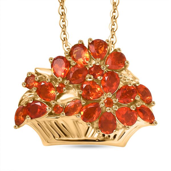 D'Joy AAA Blaze Feueropal Schmuckset ca. 50 cm 925 Silber 750 Gelbgold Vermeil ca. 1,74 ct.