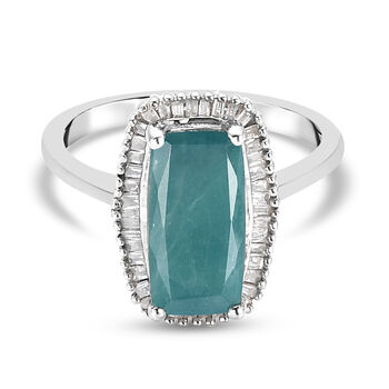 Grandidierit und Diamant Halo Ring 925 Silber platiniert (Gr&ouml;&szlig;e 18.00) ca. 2,55 ct