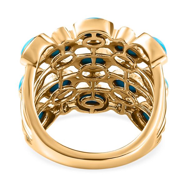 Amerikanischer, nat&uuml;rlicher Sleeping Beauty T&uuml;rkis und wei&szlig;er Zirkon-Ring, 925 Silber Gelbgold Vermeil  ca. 3,48 ct image number 6