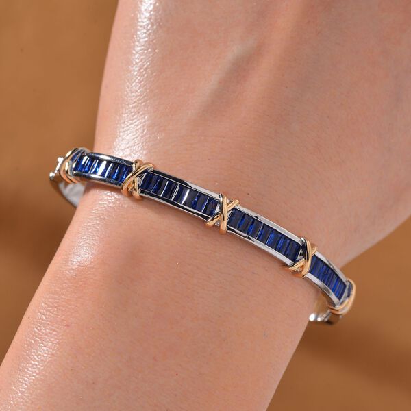 Blauer Zirkonia Armreif ca. 19 cm, bicolor image number 2