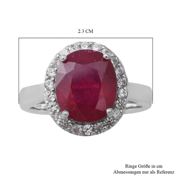 Niassa Rubin und Zirkon Halo Ring 925 Silber Platin Überzug image number 5