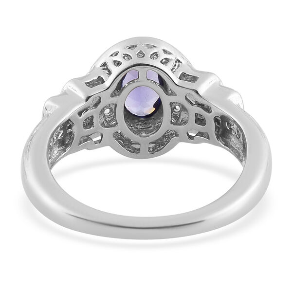 AAA Tansanit und Zirkon-Ring, 925 Silber platiniert  ca. 1,18 ct image number 6