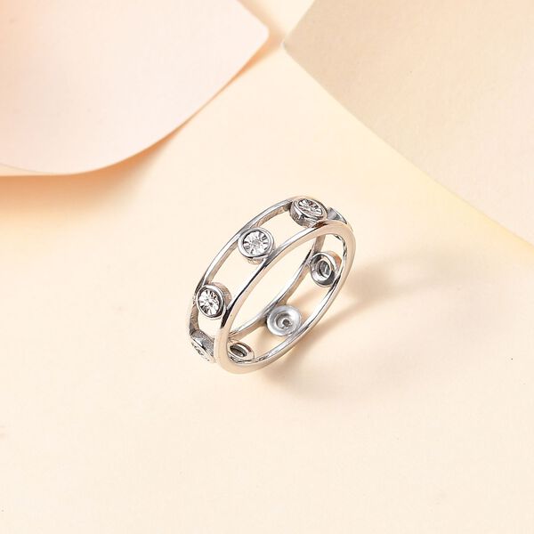 Doppelreihiger Ring mit Weißen Diamanten, 925 Silber rhodiniert (Größe 18.00) image number 2