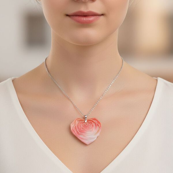 D'Joy Natürlicher Rosa Königsmuschel Perle Schmuckset ca. 50 cm 925 Silber rhodiniert ca. 0,00 ct. image number 2