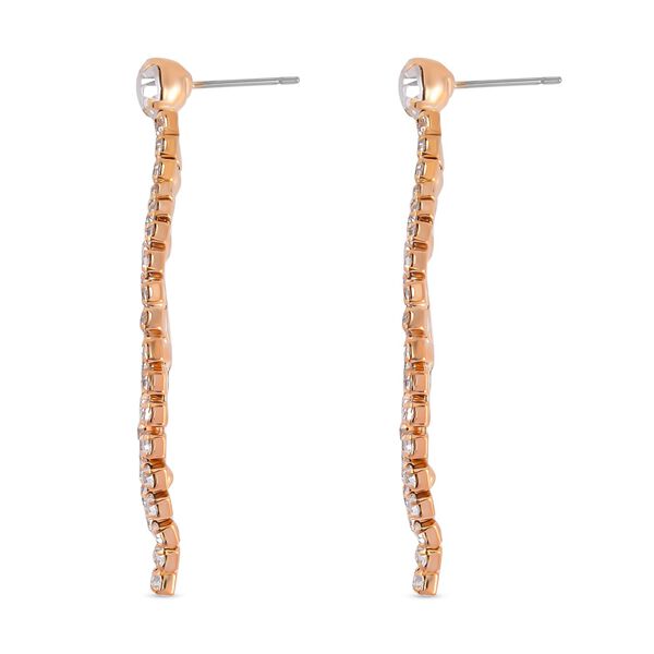 2er Set - Weißer Kristall Halskette und Ohrringe Schmuckset, Messing image number 8