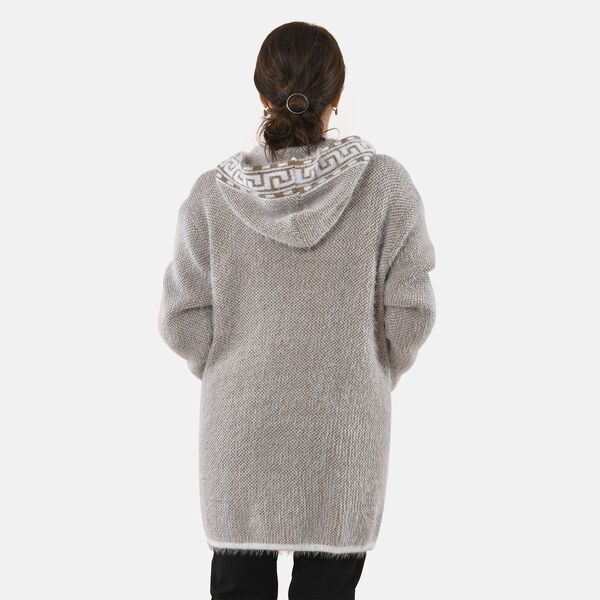 TAMSY - Kuschelweicher, langer Cardigan mit Kapuze und Taschen, 110x82cm, beige image number 2