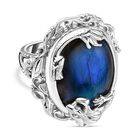 AAA Labradorit Ring 925 Silber rhodiniert (Gr&ouml;&szlig;e 20.00) ca. 18,05 ct