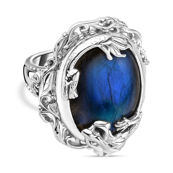 AAA Labradorit Ring 925 Silber rhodiniert (Gr&ouml;&szlig;e 20.00) ca. 18,05 ct image number 0