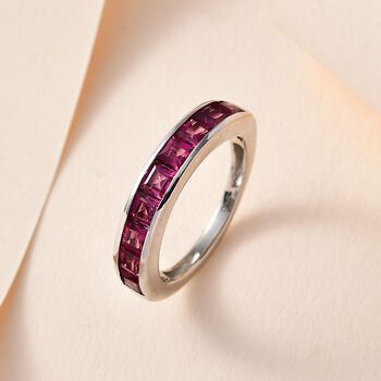 Nat&uuml;rlicher Rhodolith Granat Ring, 925 Silber platiniert, (Gr&ouml;&szlig;e 21.00) ca. 1.73 ct