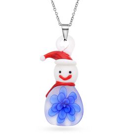 Mehfarbiger Anhänger im Murano-Stil mit 60cm Kette, Schneemann Design