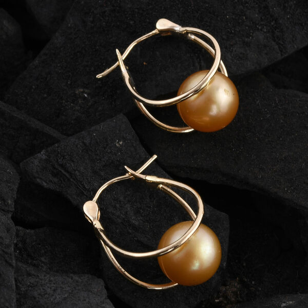 Royal Bali Kollektion - goldene S&uuml;dsee Perlen-Ohrh&auml;nger in 585 Gelbgold image number 2