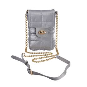 Gesteppte Puffy Crossbody Tasche mit RFID Schutz, silber