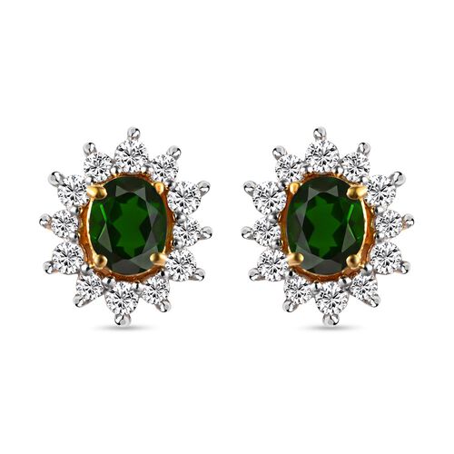Natürliche Chrom Turmalin und weiße Zirkon-Ohrstecker - 1,14 ct. image number 0