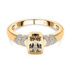 AAA Turkizit und weißer Zirkon-Ring, 925 Silber Gelbgold Vermeil (Größe 19.00) ca. 1,36 ct