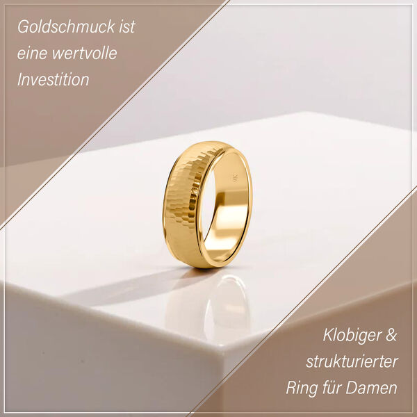 Royal Bali Kollektion- Strukturierter Bandring in 375 Gelbgold image number 2