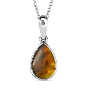 Ammolit-Anhänger mit Kette, 925 Silber platiniert, ca. 2.27 ct