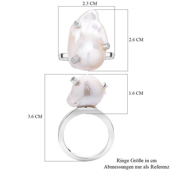 GP Regina Kollektion - wei&szlig;er Barockperle, blauer Saphir und Zirkon-Ring - 0,17 ct. image number 7
