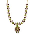 D'joy Natürlicher Peridot Halskette ca. 45 cm 925 Silber Rhodiniert und 750 Gelbgold Vermeil ca. 12.80 ct