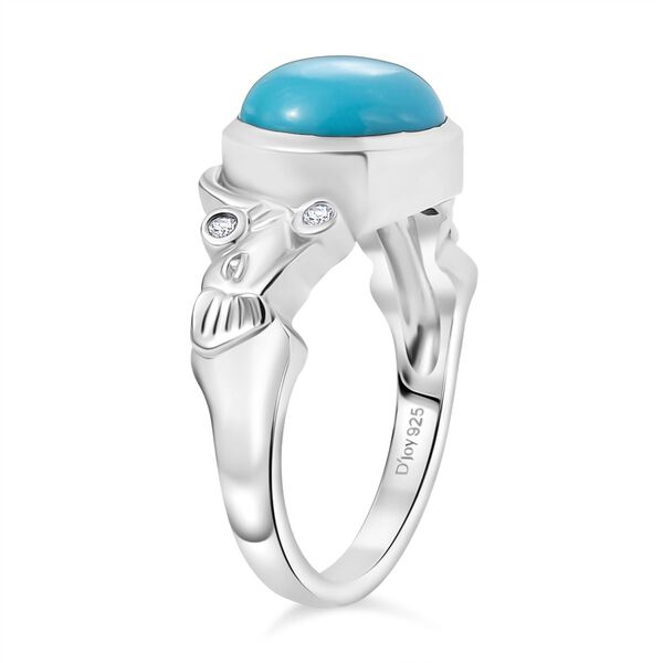 D joy Sleeping Beauty T&uuml;rkis, Moissanit Ring 925 Silber rhodiniert (Gr&ouml;&szlig;e 19.00) ca. 2.70 ct image number 5