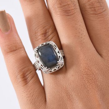 D'Joy AAA Labradorit Ring 925 Silber rhodiniert (Gr&ouml;&szlig;e 18.00) ca. 7,38 ct