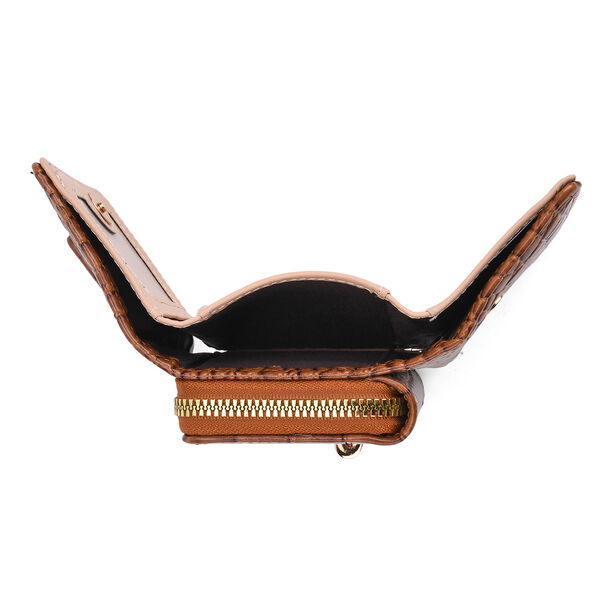Stilvolle Geldb&ouml;rse mit Krokodilpr&auml;gung und RFID-Schutz, 11&times;8cm, Braun image number 7