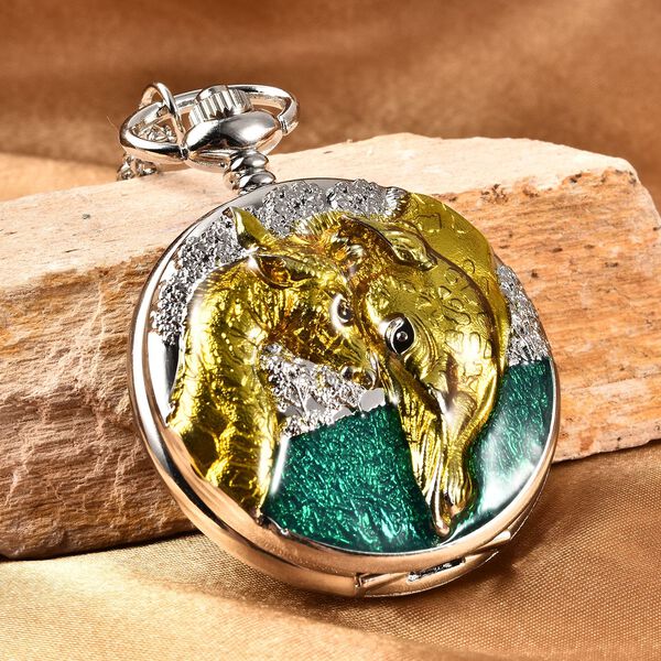 STRADA Taschenuhr mit 79cm Kette im Giraffenmotiv, Japanisches Uhrwerk image number 1