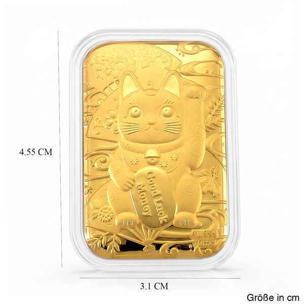 999er Goldfolie mit Gl&uuml;ckskatzen-Motiv, 10mg, 3,1x4,5cm image number 4