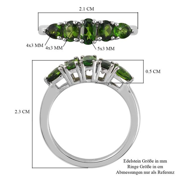 Russischer Diopsid 5 Stein Ring 925 Silber Platin-&Uuml;berzug image number 7