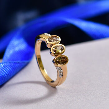 D'Joy AA nat&uuml;rlicher goldener Tansanit und Zirkon Ring - 0,77 ct.