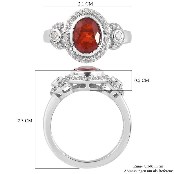 Mexikanischer Kirschfeuer-Opal und Zirkon-Ring, 925 Silber platiniert  ca. 1,33 ct image number 6