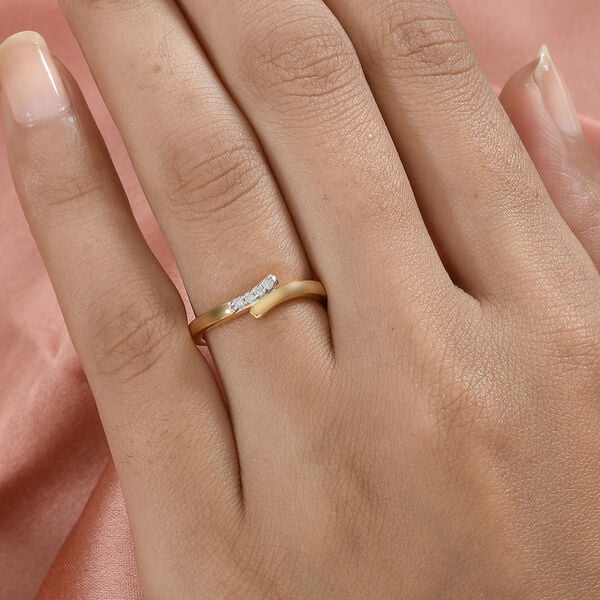 Weißer Diamant P Ring 925 Silber Vermeil YG ca. 0,05 ct. image number 3
