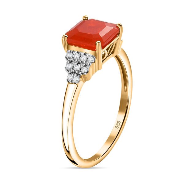 AAA Mexikanischer purpurroter Feueropal und Diamant Ring in 585 Gold - 1,46 ct. image number 5