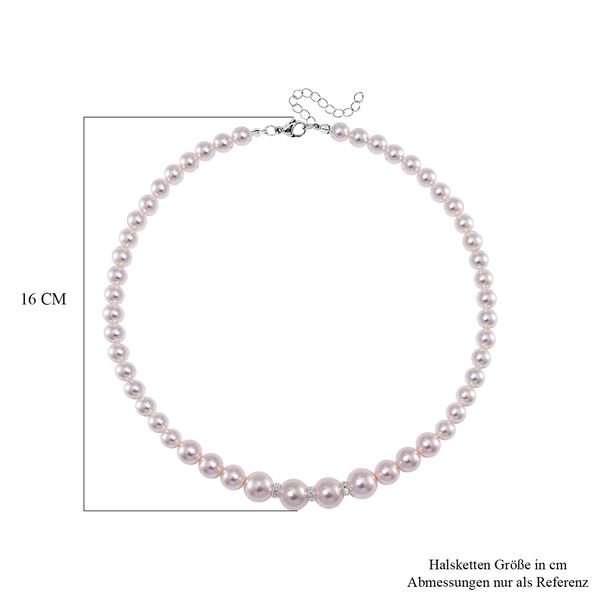 Weiße Muschelkernperlen und weiße Kristall, 45+5 cm image number 6