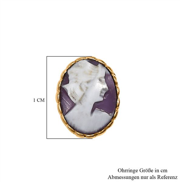 Italienische Kamee Ohrringe aus Conch-Muschel in Goldton image number 6