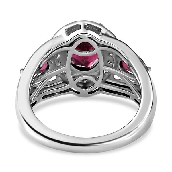 Rhodolith Granat und Zirkon-Halo-Ring, 925 Silber platiniert, 3,38 ct. image number 6