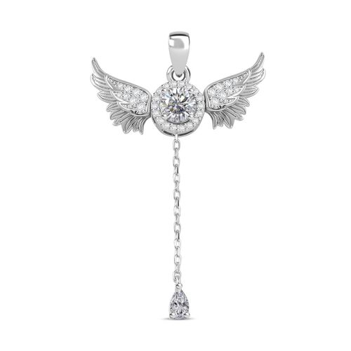 Designer Stil- Moissanit Schmetterling Anhänger mit beweglichen Flügeln 925 Silber rhodiniert ca. 1.85 ct
