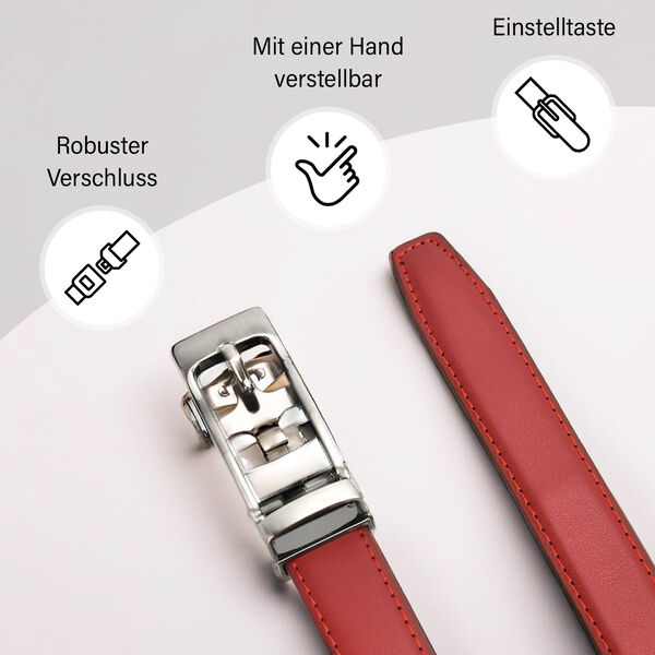 Automatik-Schnallen Ledergürtel, Rot image number 4