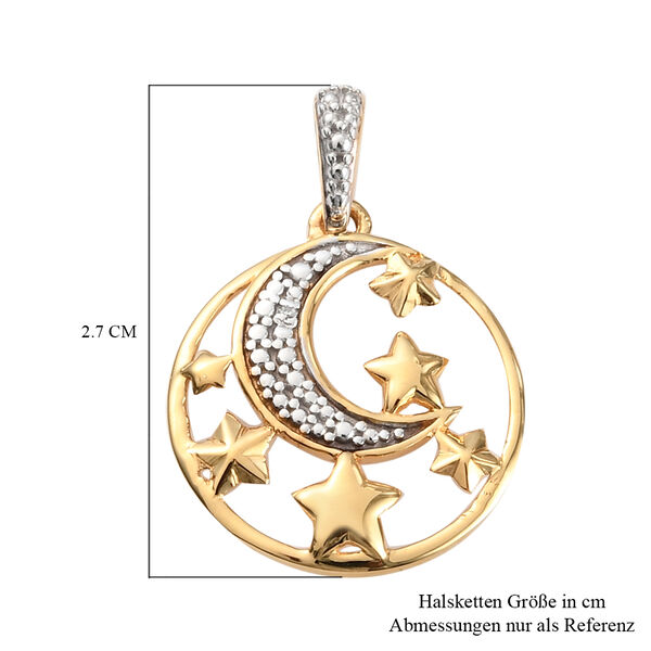 Diamant Mond und Stern Anh&auml;nger 925 Silber Gelbgold Vermeil image number 6