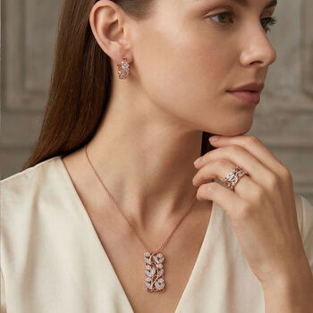 ALLORO Ring, Creolen und Anh&auml;nger mit Diamantakzenten, Silber ros&eacute;vergoldet