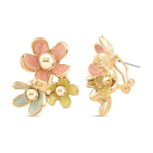 Emaille-Ohrringe im Blüten-Design mit pastellfarbenen Blütenblättern image number 0