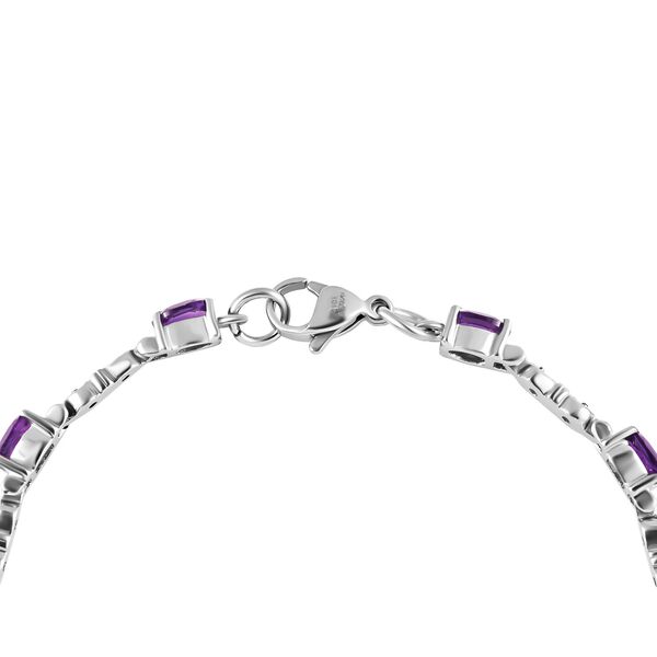 3er Set, afrikanische Amethyst Ohrringe, Armband, Anh&auml;nger mit Kette, Edelstahl, ca. 7.28 ct image number 4
