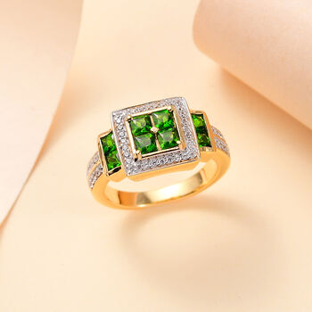 Nat&uuml;rlicher Chromdiopsid und Zirkon-Ring - 1,90 ct.