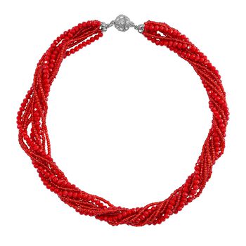 Mehrreihiges rotes Kristallperlen-Schmuckset