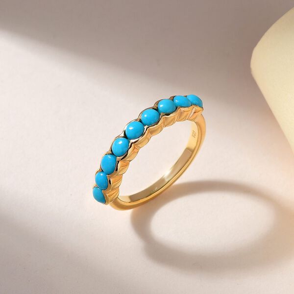 Amerikanischer, natürlicher Sleeping Beauty Türkis Ring, 925 Silber Gelbgold Vermeil, (Größe 17.00) ca. 1.25 ct image number 2