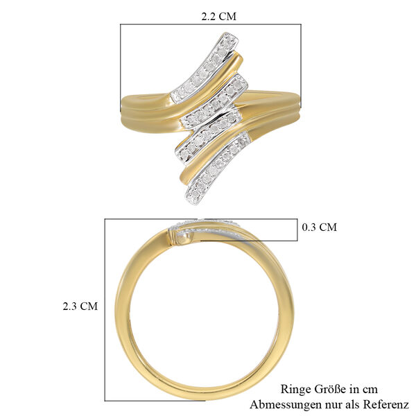Diamant Bypass-Ring, 925 Silber Gelbgold Vermeil  ca. 0,15 ct image number 6